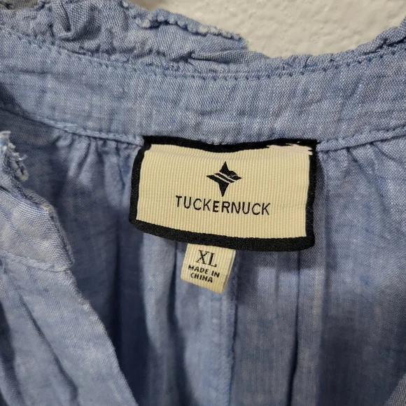 Tuckernuck Chambray Tiered Mini Dress With Flutter Sleeves Size XL - Picture 5 of 8